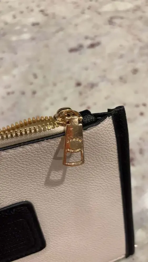 Coach F58035 Khaki/Black Corner‎ Zip  in Signature Canvas